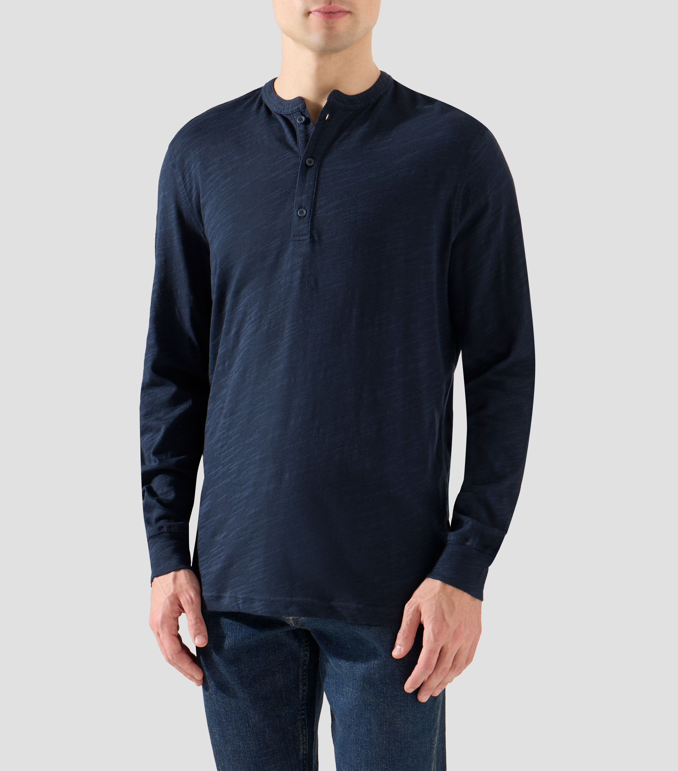 Playera cuello mao manga larga lisa Hombre